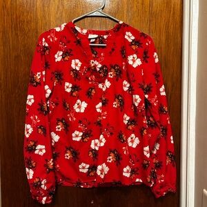 A New Day Floral Red Blouse